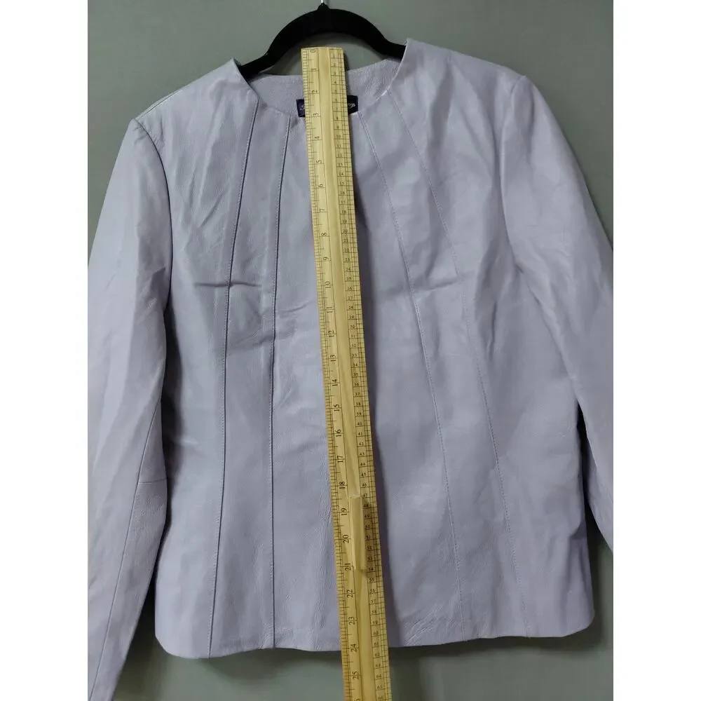 Russell Kemp Content 100% Leather Crew Neck Full Zip Jacket Women Size 6